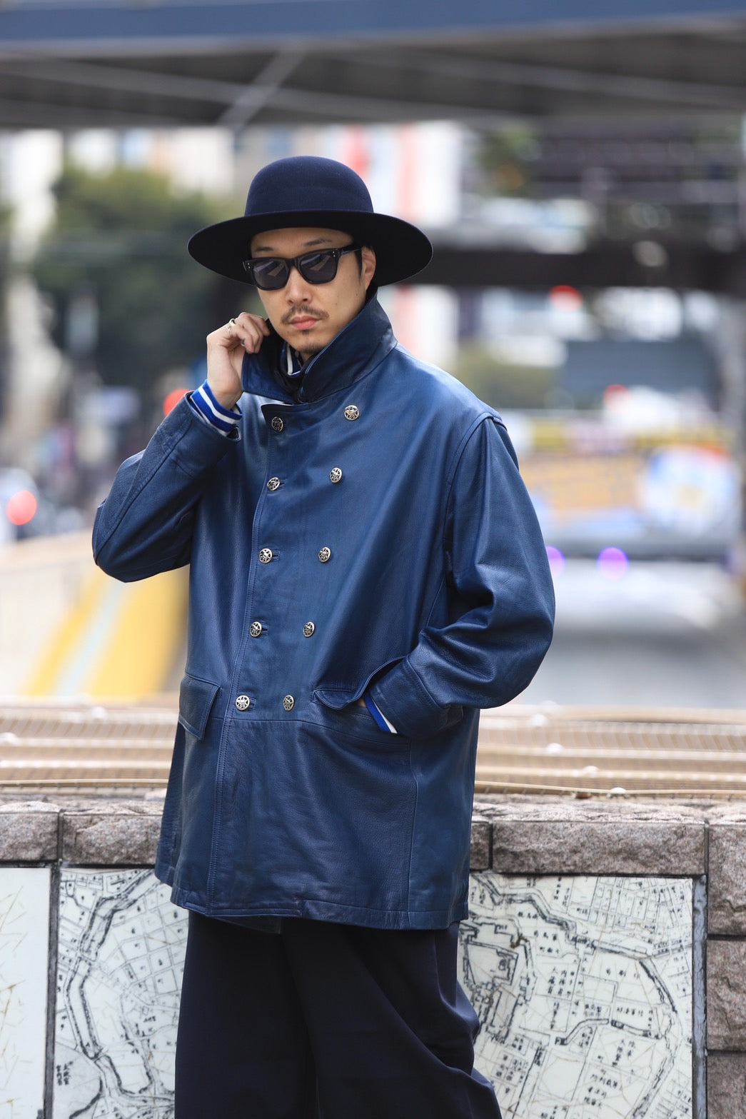 LEATHER DRUG STORE JACKET W / SILVER BUTTONS