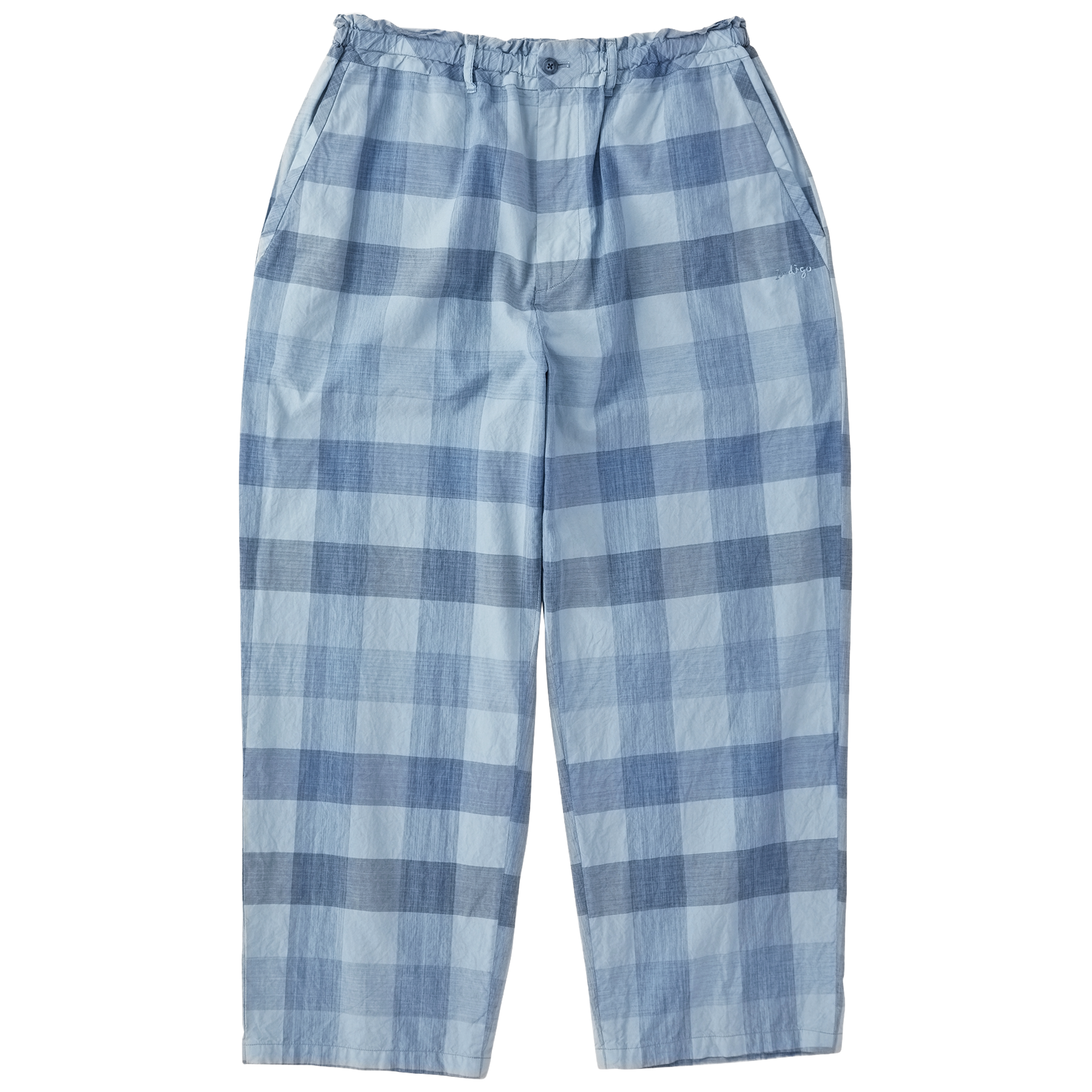 H/W INDIGO CHECK EASY PANTS