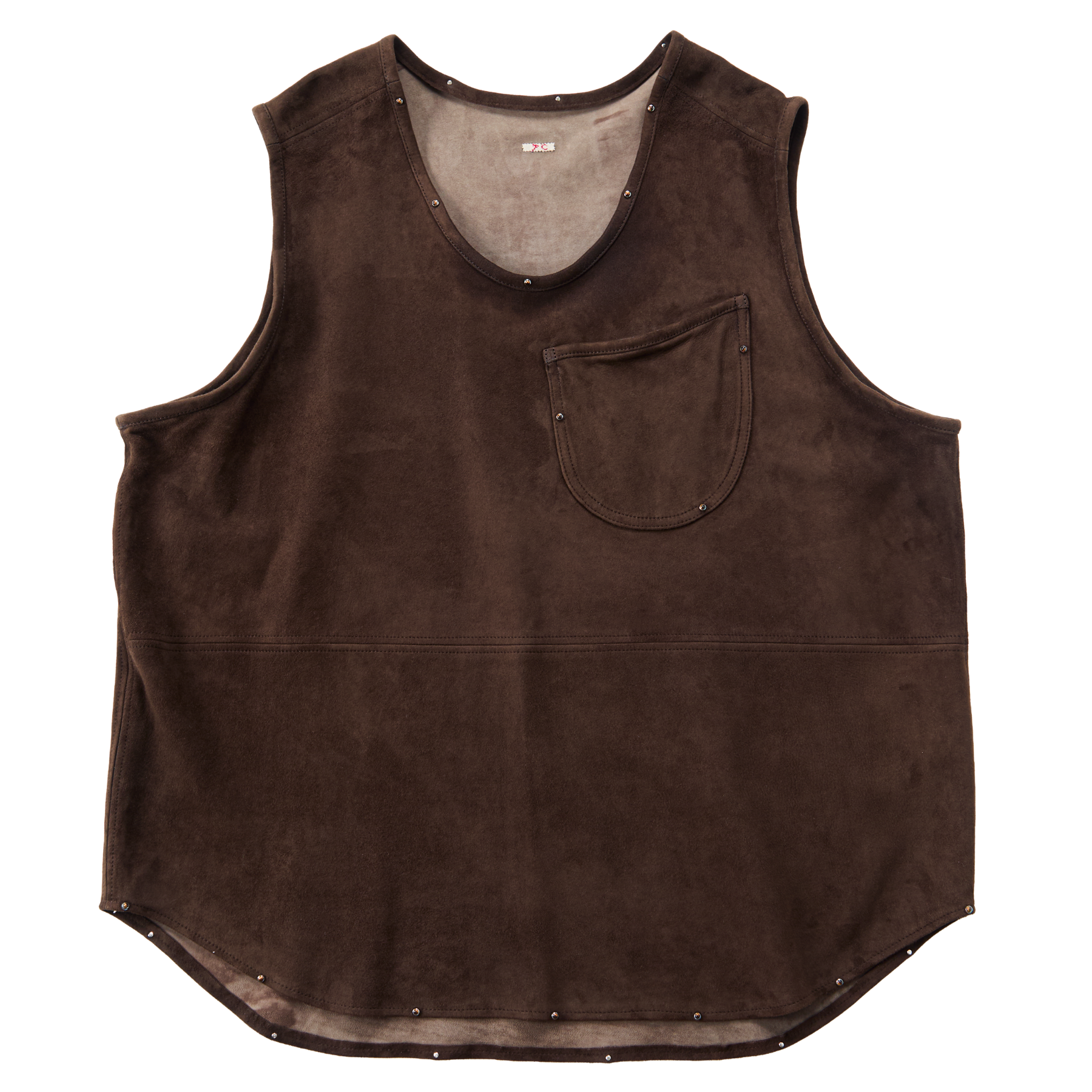 LEATHER SUEDE VEST W / TIGER'S EYE & SILVER (PC GINZA EXCLUSIVE)