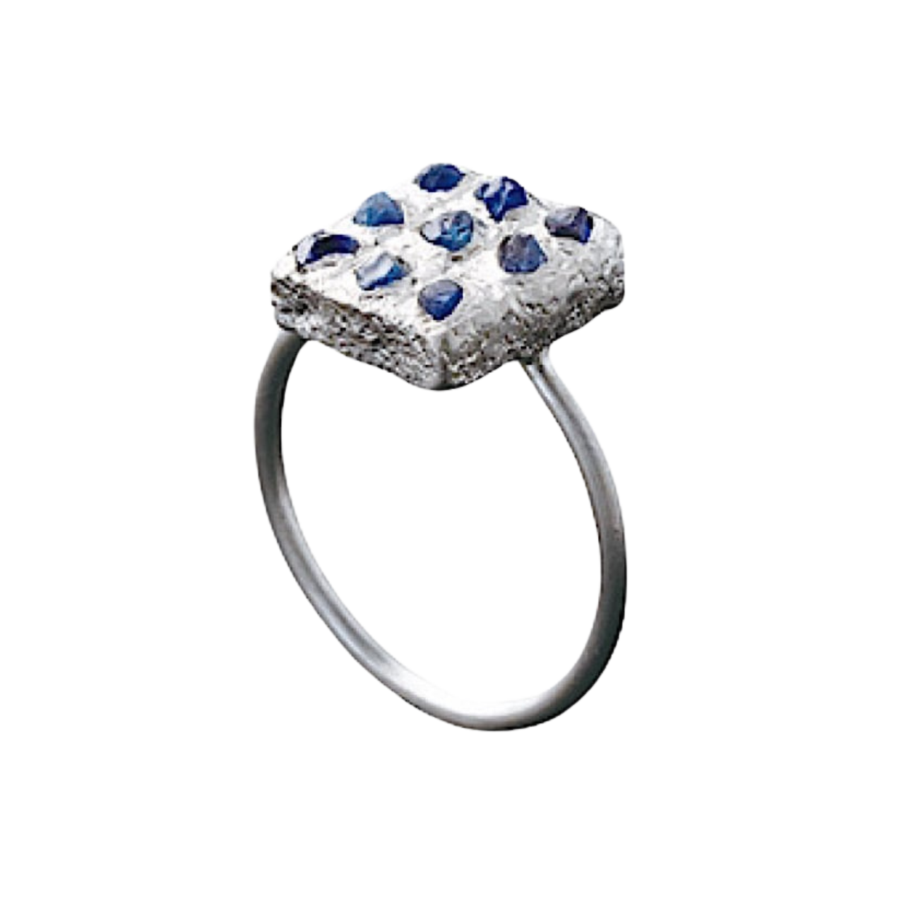 BLUE SAPPHIRE PLATINUM RING "NAVARATNA"