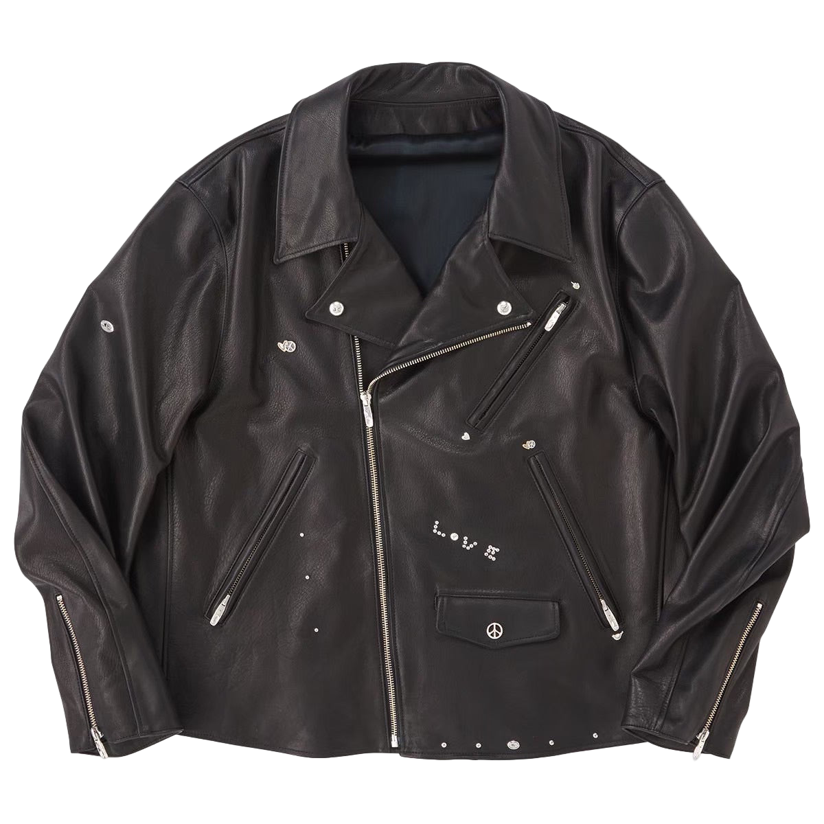 PC RIDERS JACKET W / LOVE & PEACE SILVER CUSTOM 002 (LIMITED) PC RIDERS JACKET W / LOVE & PEACE SILVER CUSTOM 002 (LIMITED)