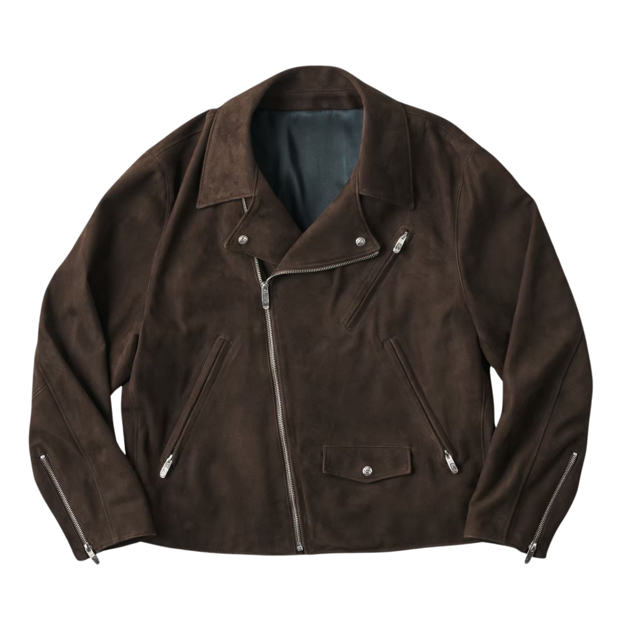 LEATHER SUEDE RIDERS JACKET W/SILVER BUTTONS (ENTREFINO)