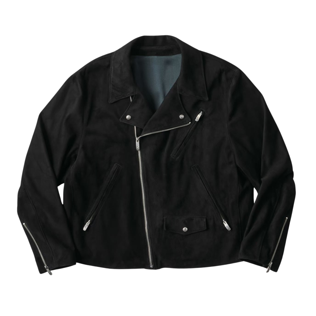 LEATHER SUEDE RIDERS JACKET W/SILVER BUTTONS (ENTREFINO)