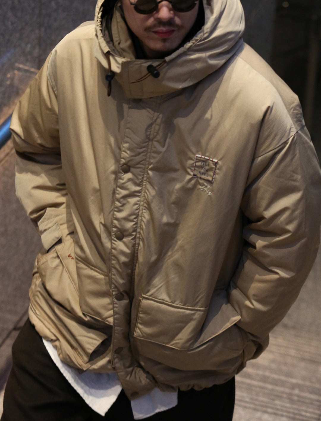 "GINZA EXCLUSIVE" H/W SHEEN NYLON DOWN JACKET PATCHWORK CUSTOM