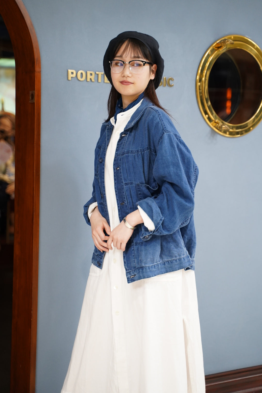 INDIGO LINEN SHORT JACKET