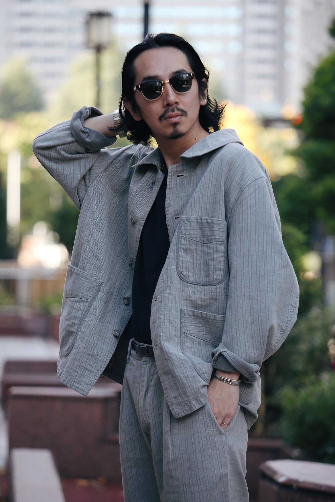 FADED STRIPE FRENCH JACKET WATCH CHAIN ITEM