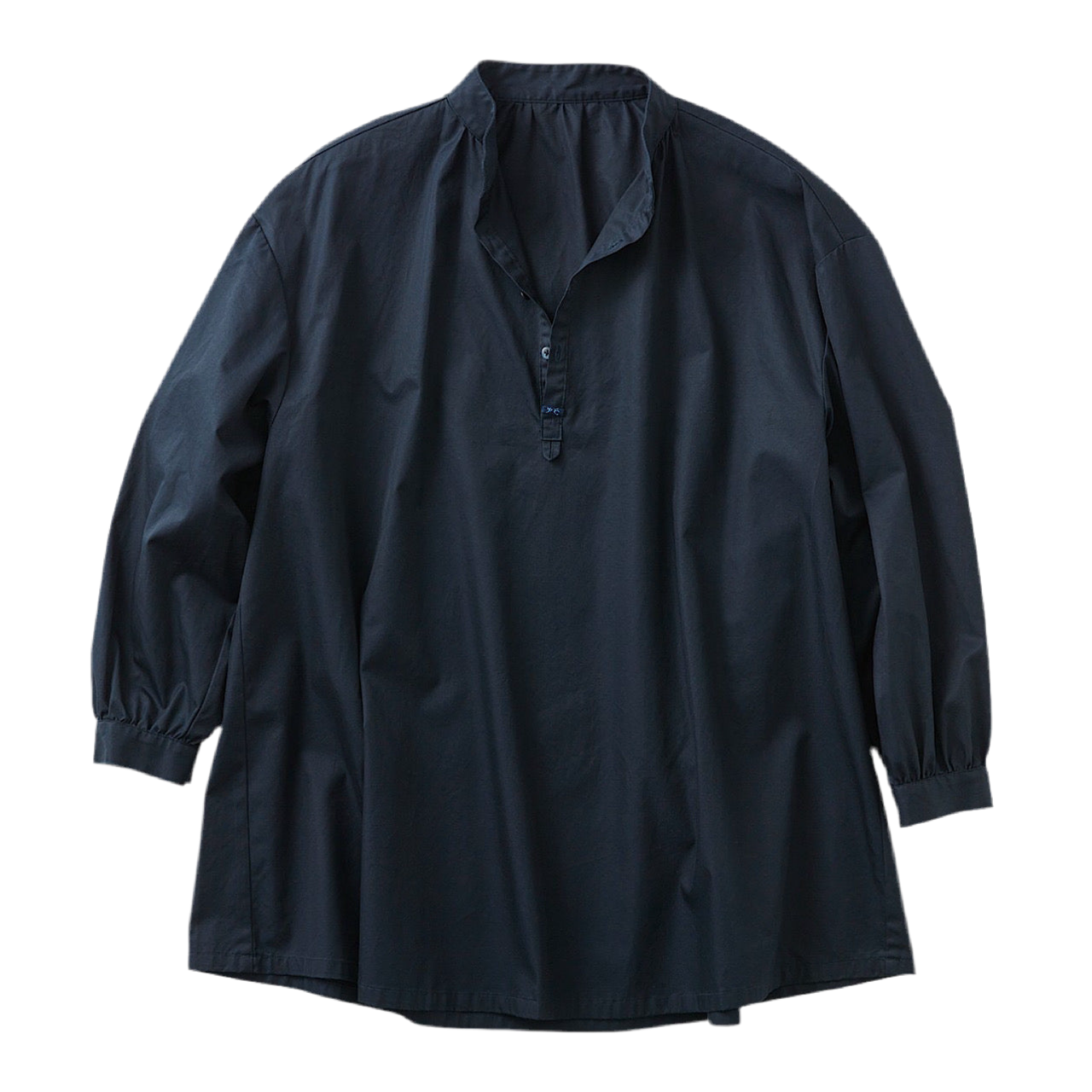 GABARDINE STAND COLLAR LONG SMOCK SHIRT