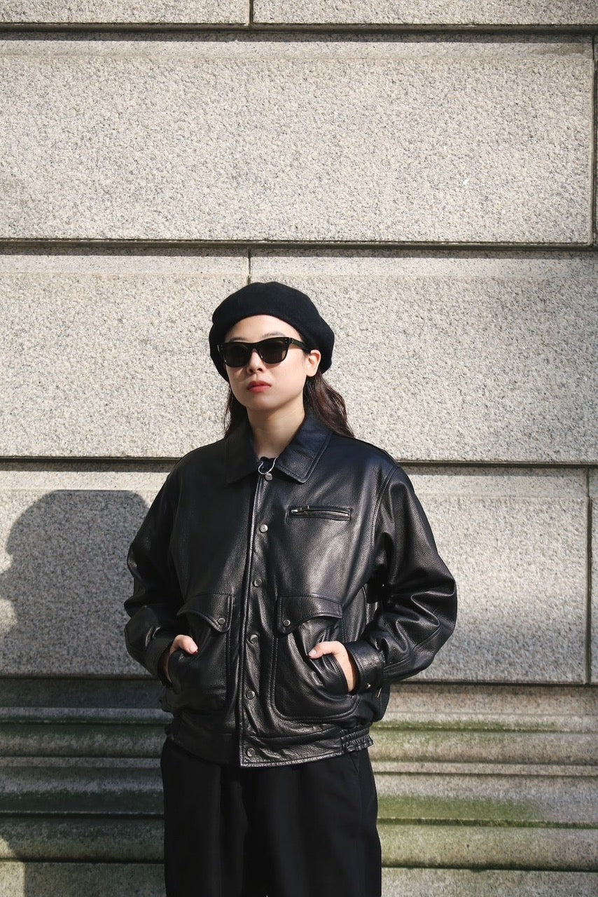 CRASH COLLECTION LEATHER MILITARY JACKET / FLEECE LINING (POLARTEC)