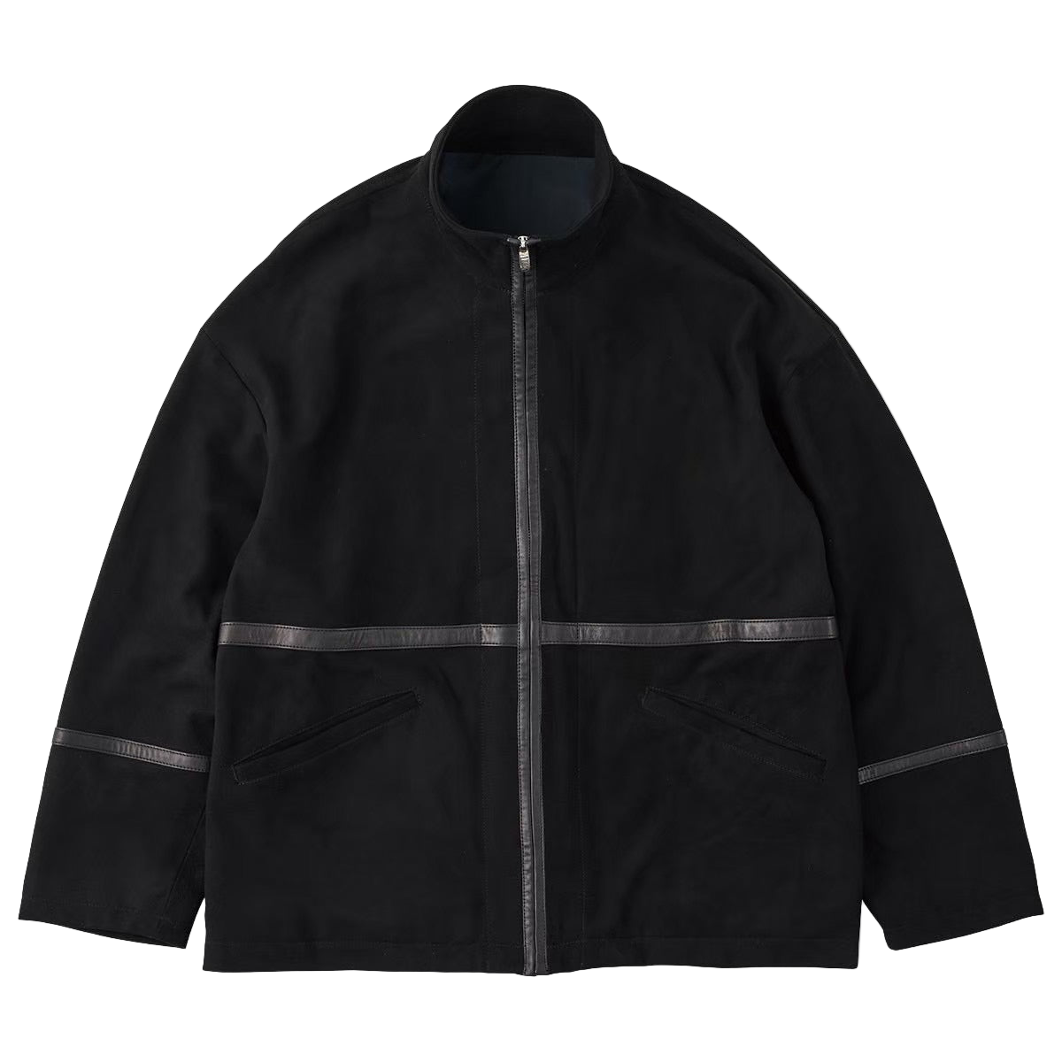 LEATHER SUEDE ZIP UP JACKET W / SILVER ZIPPER (ENTREFINO)