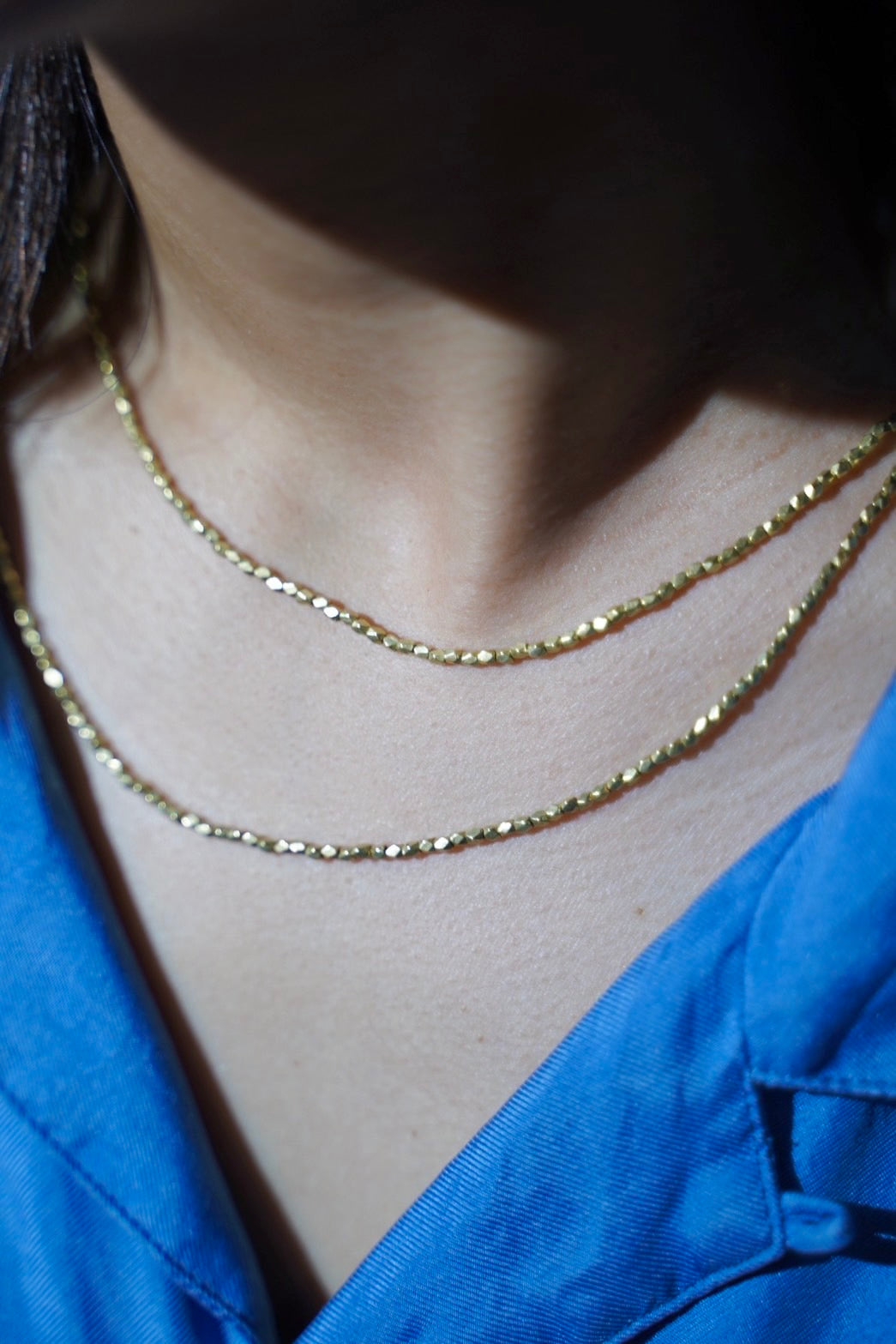 "GINZA EXCLUSIVE" ANTIQUE GOLD & YELLOW GOLD BEADS NECKLACE 19.5