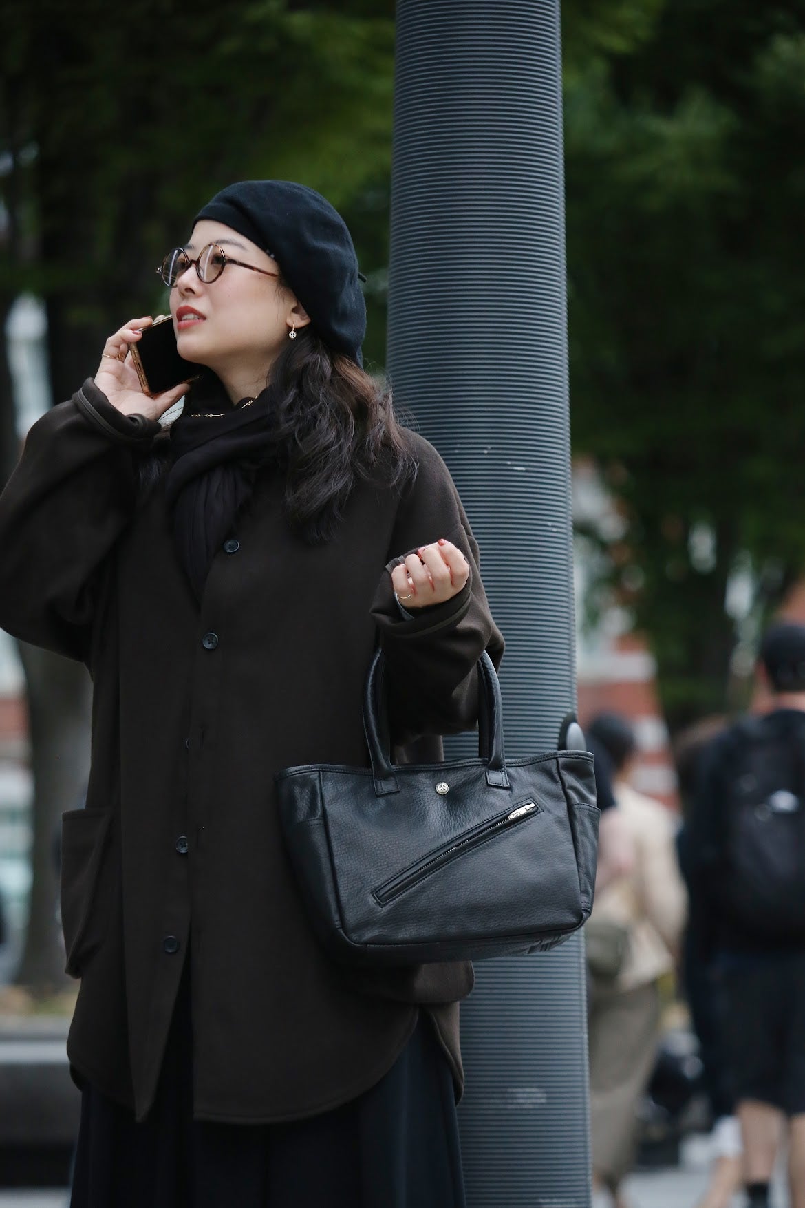 PC RIDERS LEATHER TOTE BAG S W / LOVE & PEACE SILVER