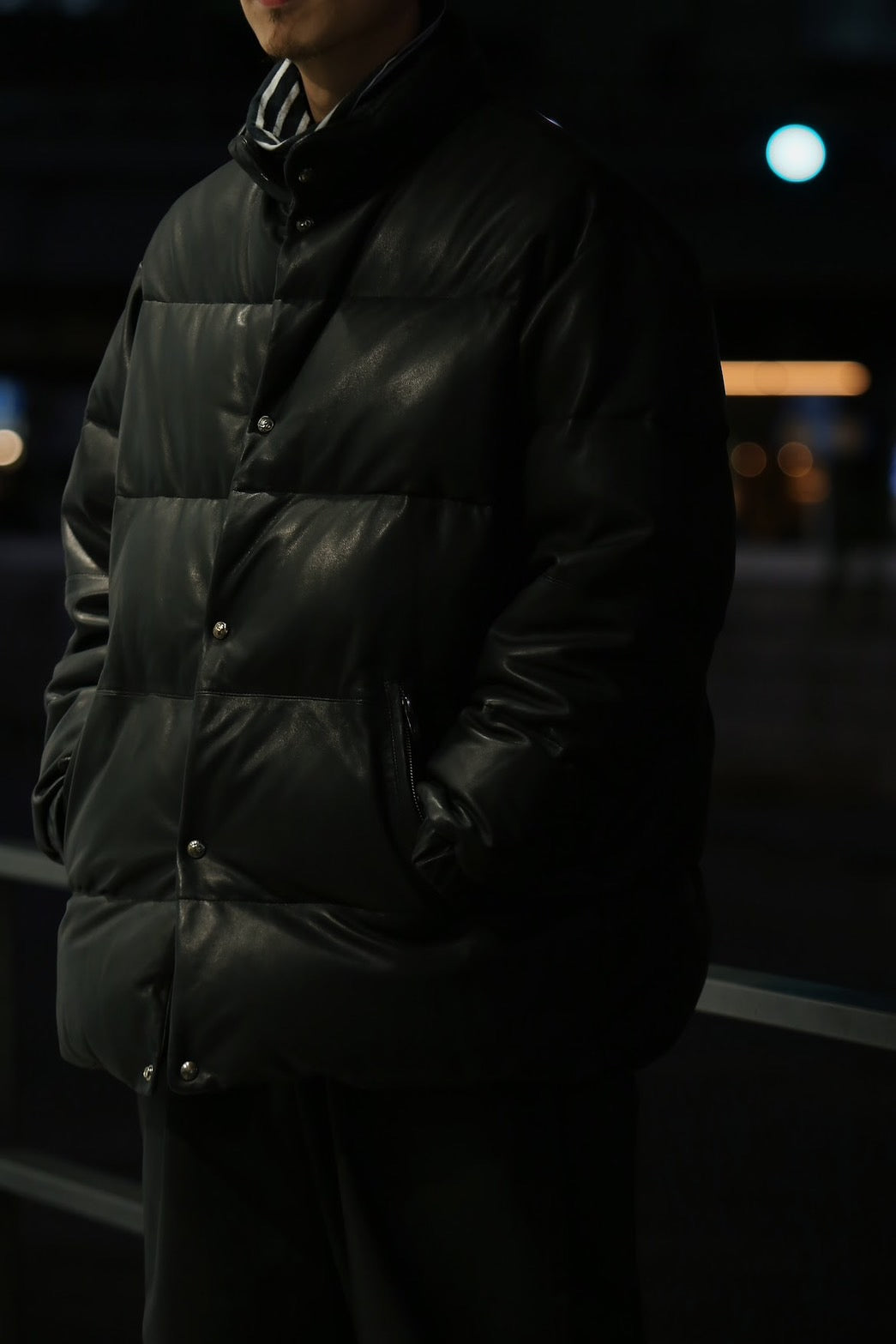 LEATHER DOWN JACKET W / LOVE & PEACE SILVER (ENTREFINO)