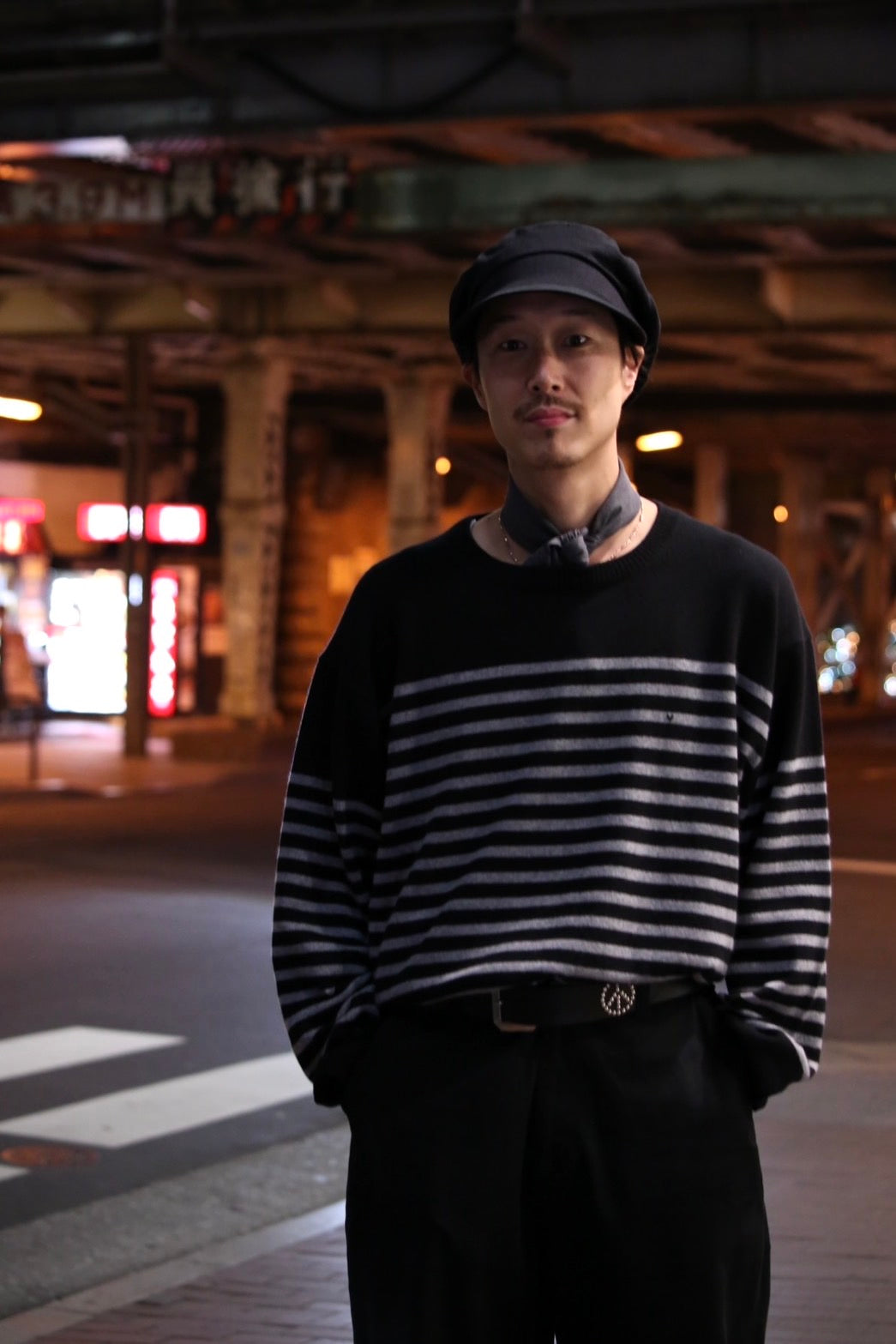 H/W CASHMERE KNIT HEART BORDER CREWNECK (BABY CASH)