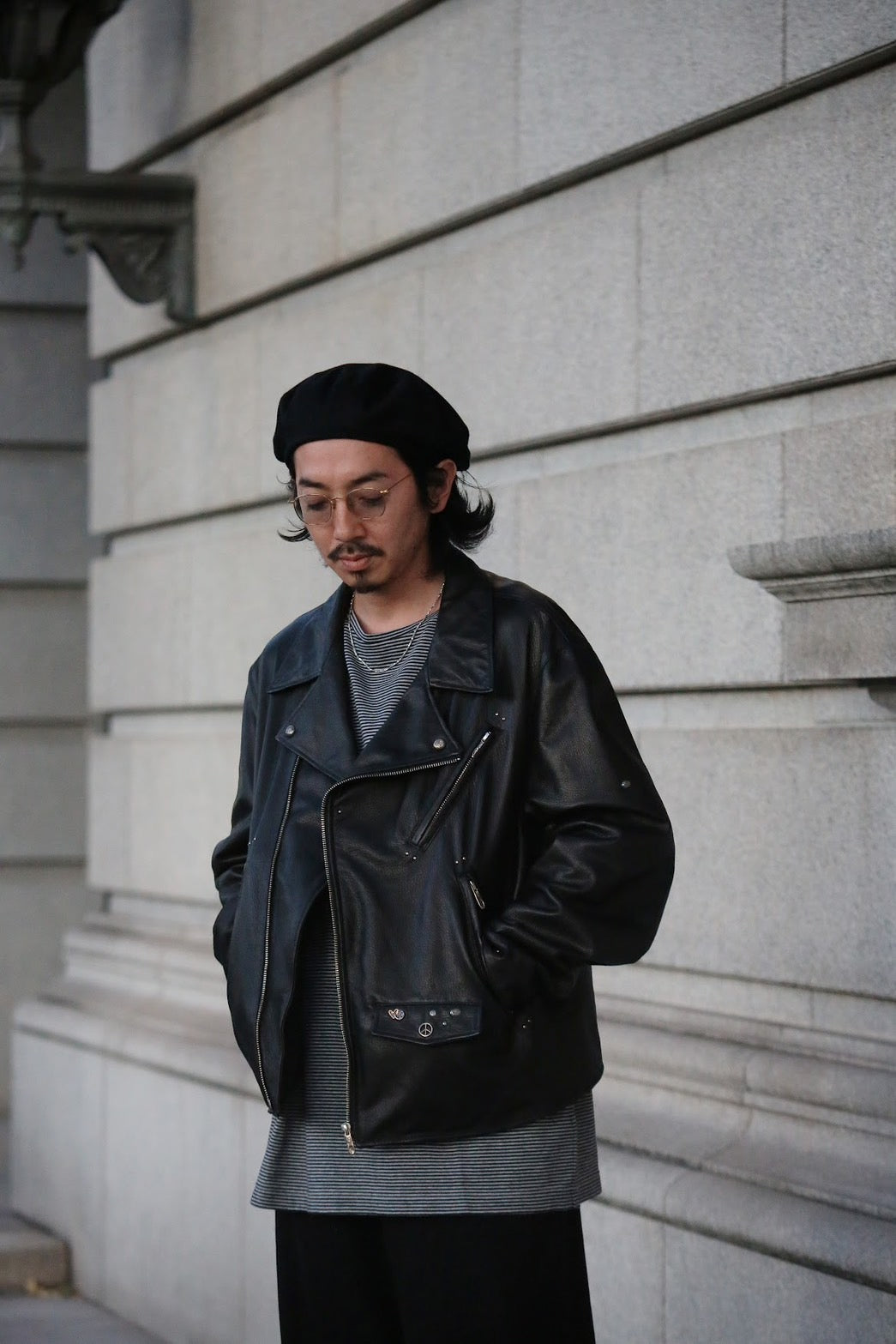 PC RIDERS JACKET W / LOVE & PEACE SILVER CUSTOM 001 (LIMITED)