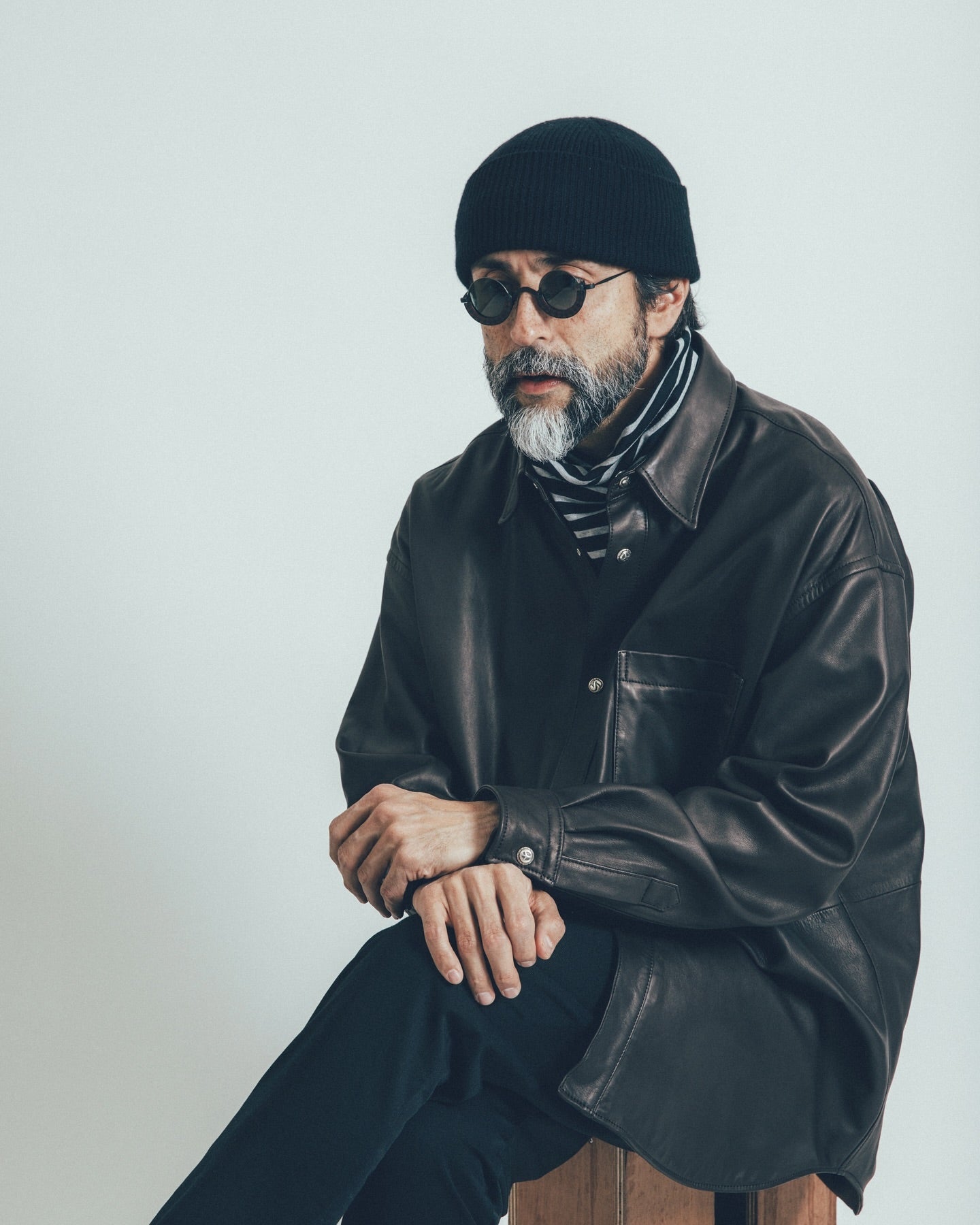 LEATHER SHIRT W/SILVER BUTTONS (ENTREFINO)