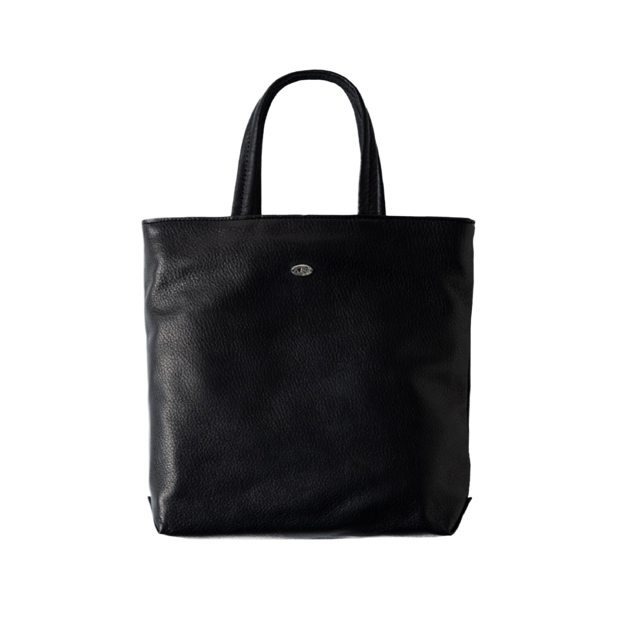 LEATHER MINI TOTE BAG W / SILVER CHARM