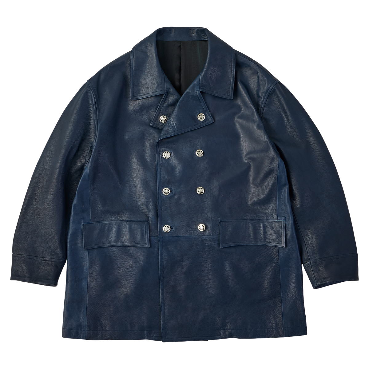LEATHER DRUG STORE JACKET W / SILVER BUTTONS