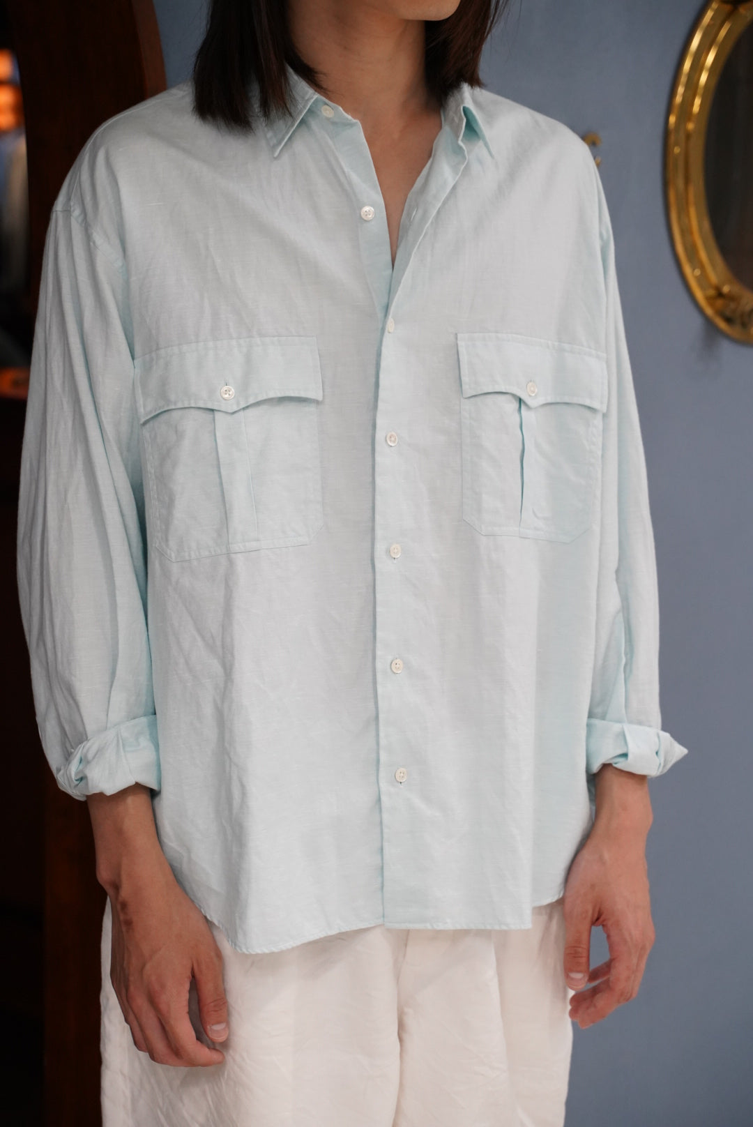 ROLL UP COTTON LINEN SHIRT (ALUMO)