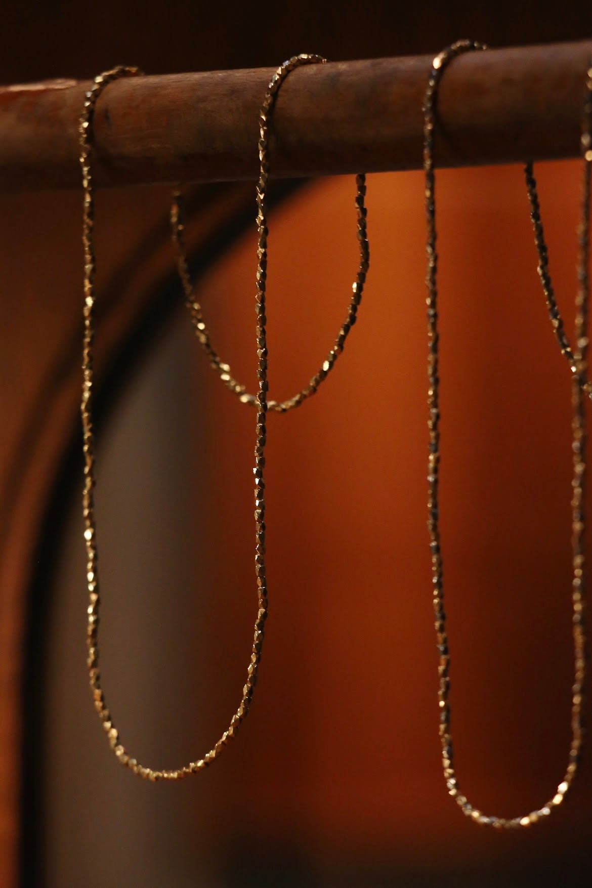 "PC GINZA EXCLUSIVE" ANTIQUE GOLD & YELLOW GOLD BEADS NECKLACE 18.5