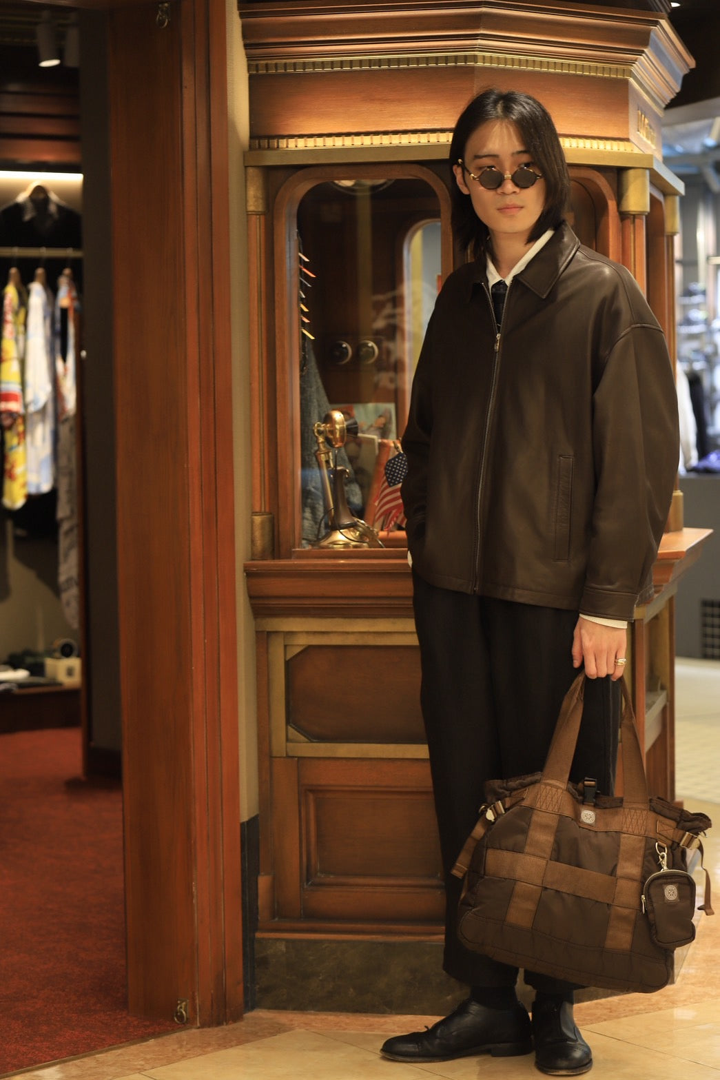 "CINEMA EXCLUSIVE" SUPER NYLON TOTE BAG -BROWN-