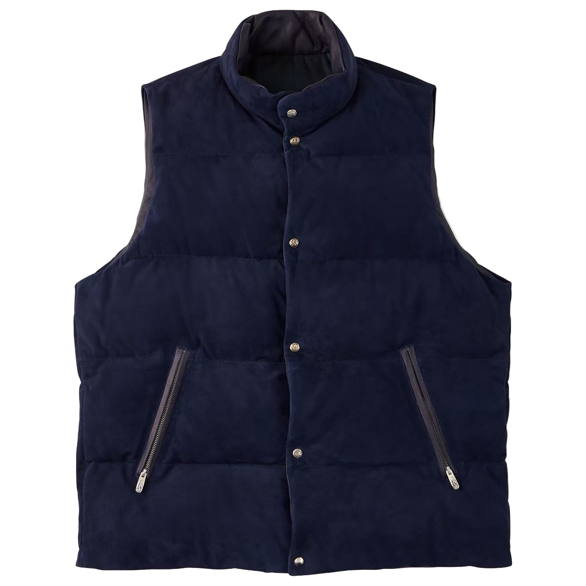 LEATHER SUEDE DOWN VEST W / LOVE & PEACE SILVER (ENTREFINO)