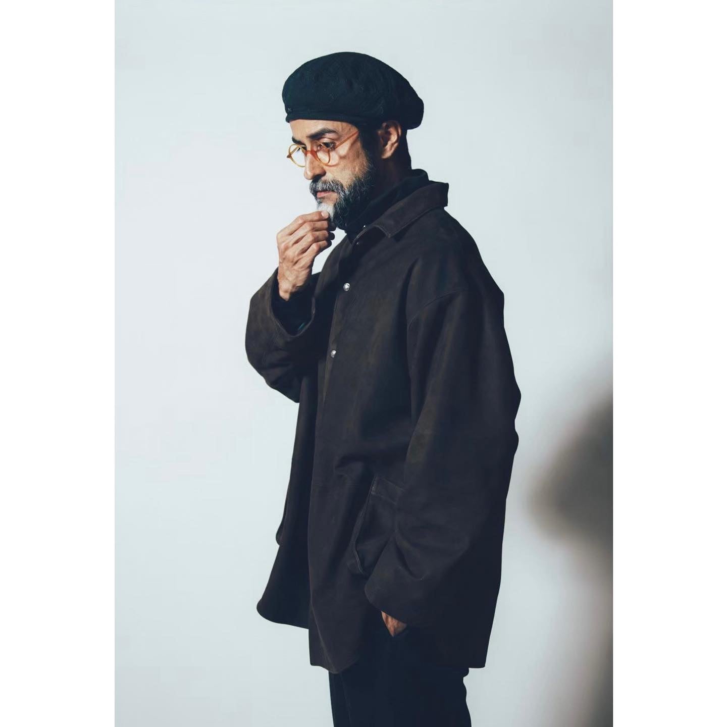 LEATHER SUEDE SHIRT JACKET W/SILVER BUTTONS (ENTREFINO)