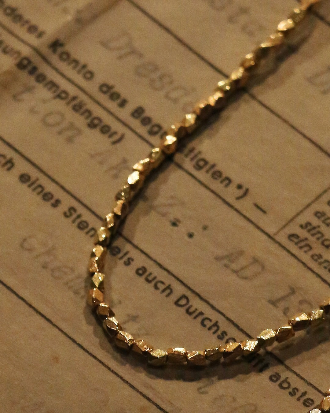 "PC GINZA EXCLUSIVE" ANTIQUE GOLD & YELLOW GOLD BEADS NECKLACE 18.5