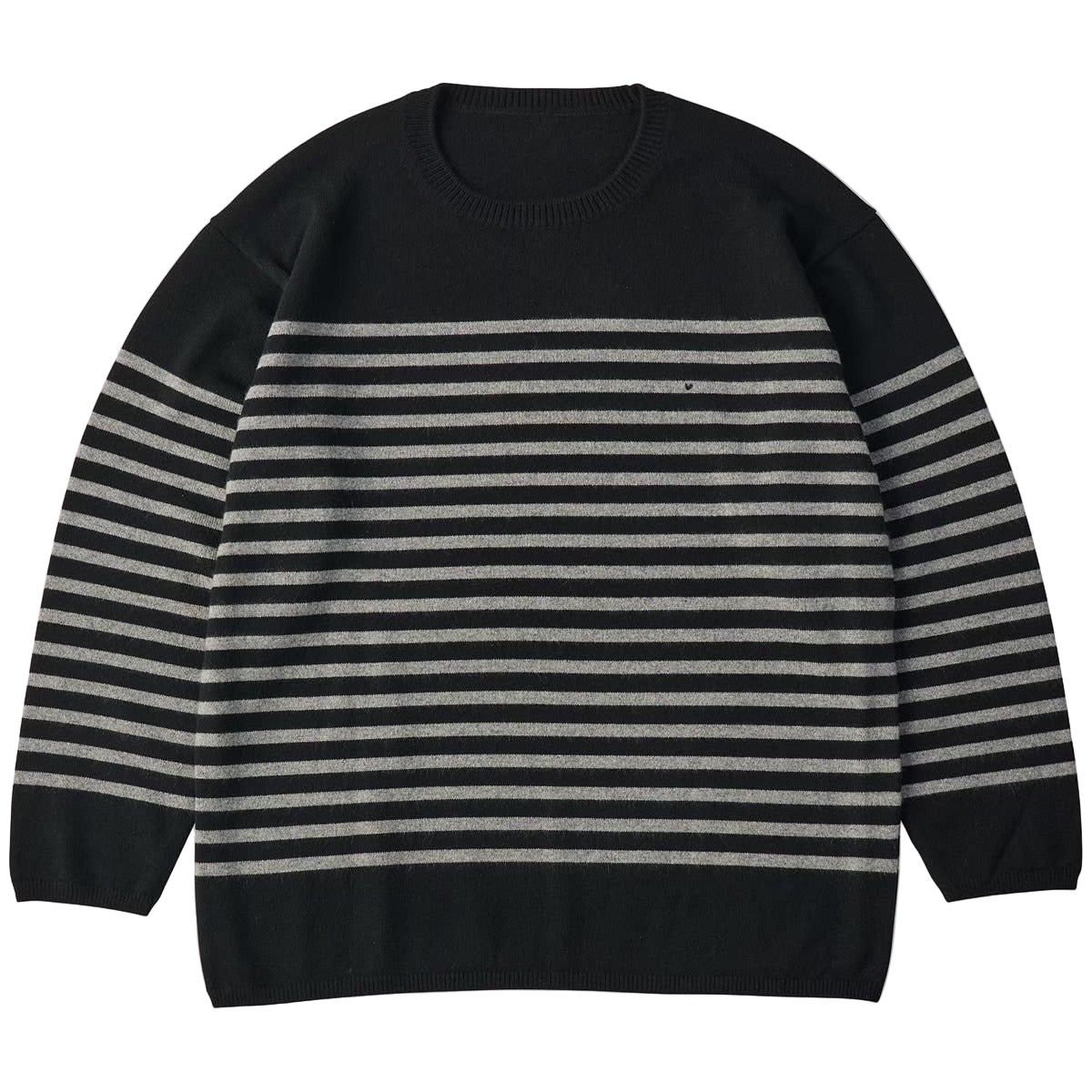 H/W CASHMERE KNIT HEART BORDER CREWNECK (BABY CASH)