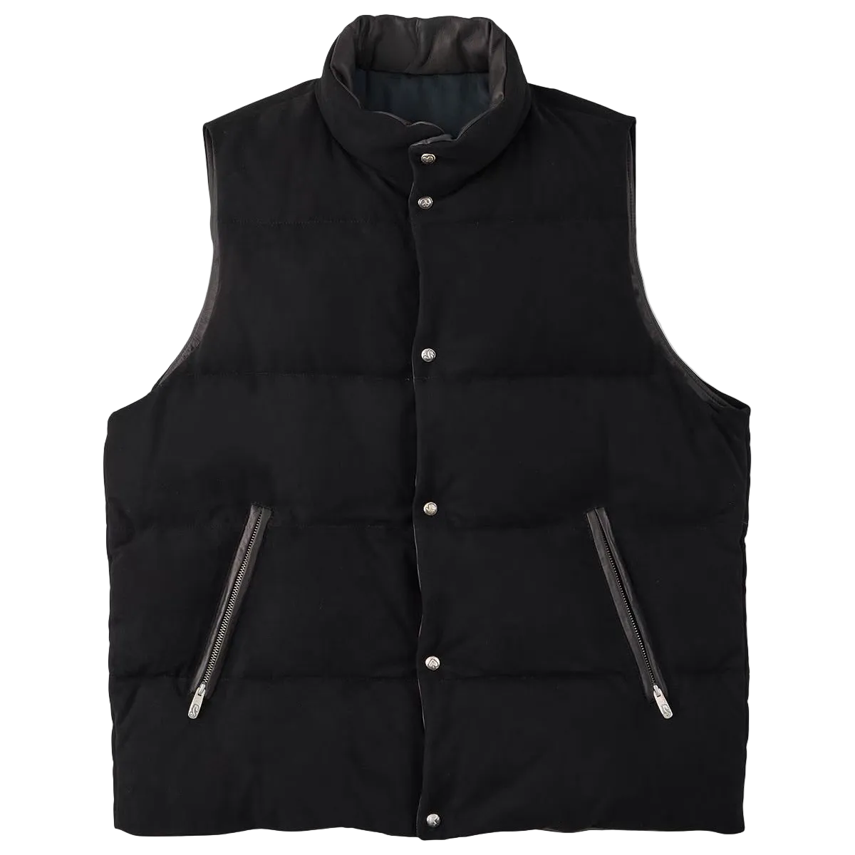 LEATHER SUEDE DOWN VEST W / LOVE & PEACE SILVER (ENTREFINO)