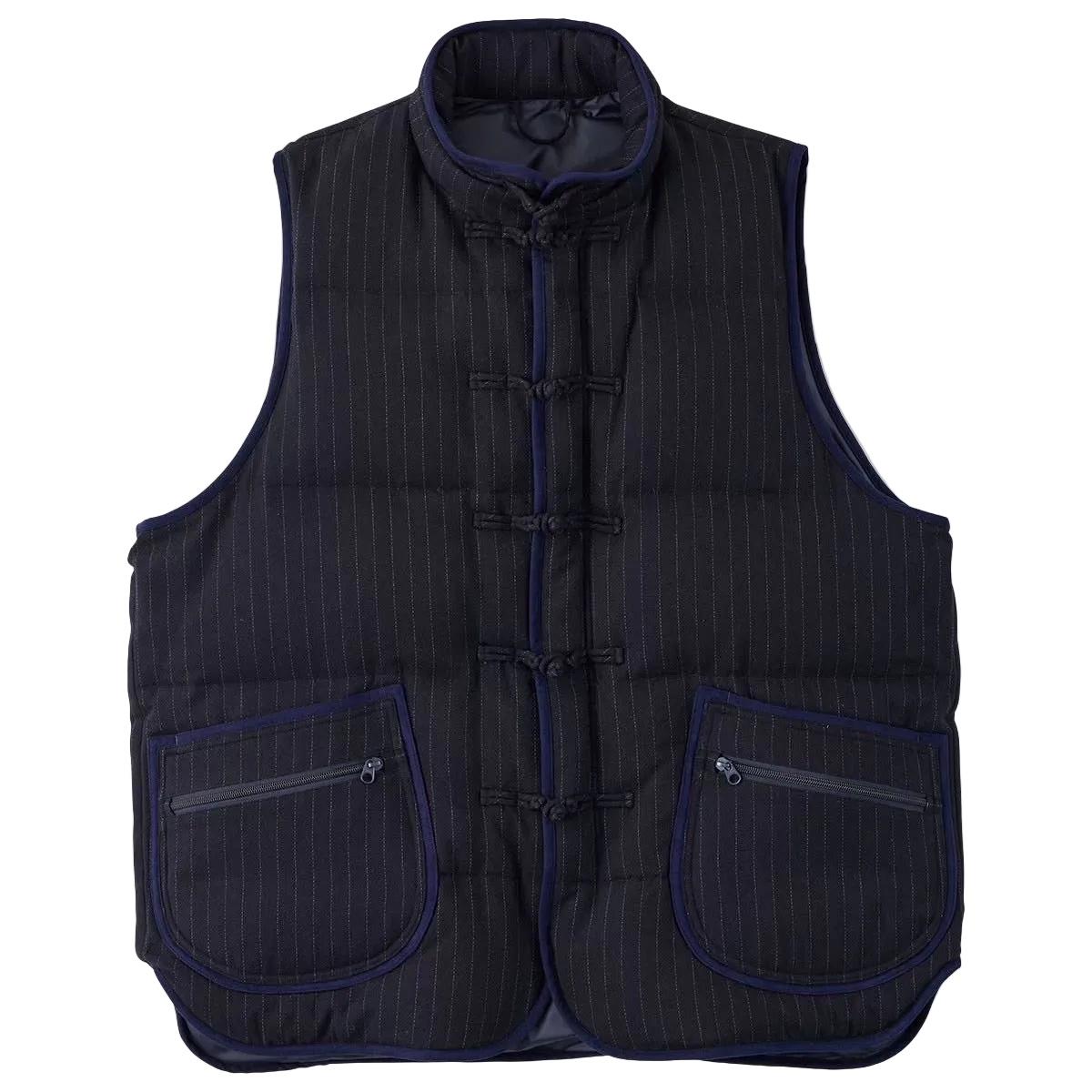 PIN STRIPE CHINESE DOWN VEST