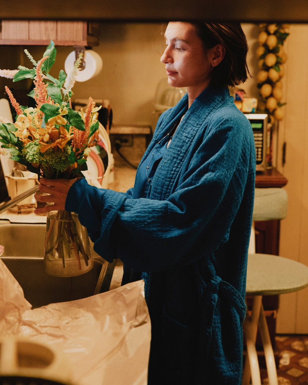 SEA ISLAND SASHIKO GOWN (LIMITED)