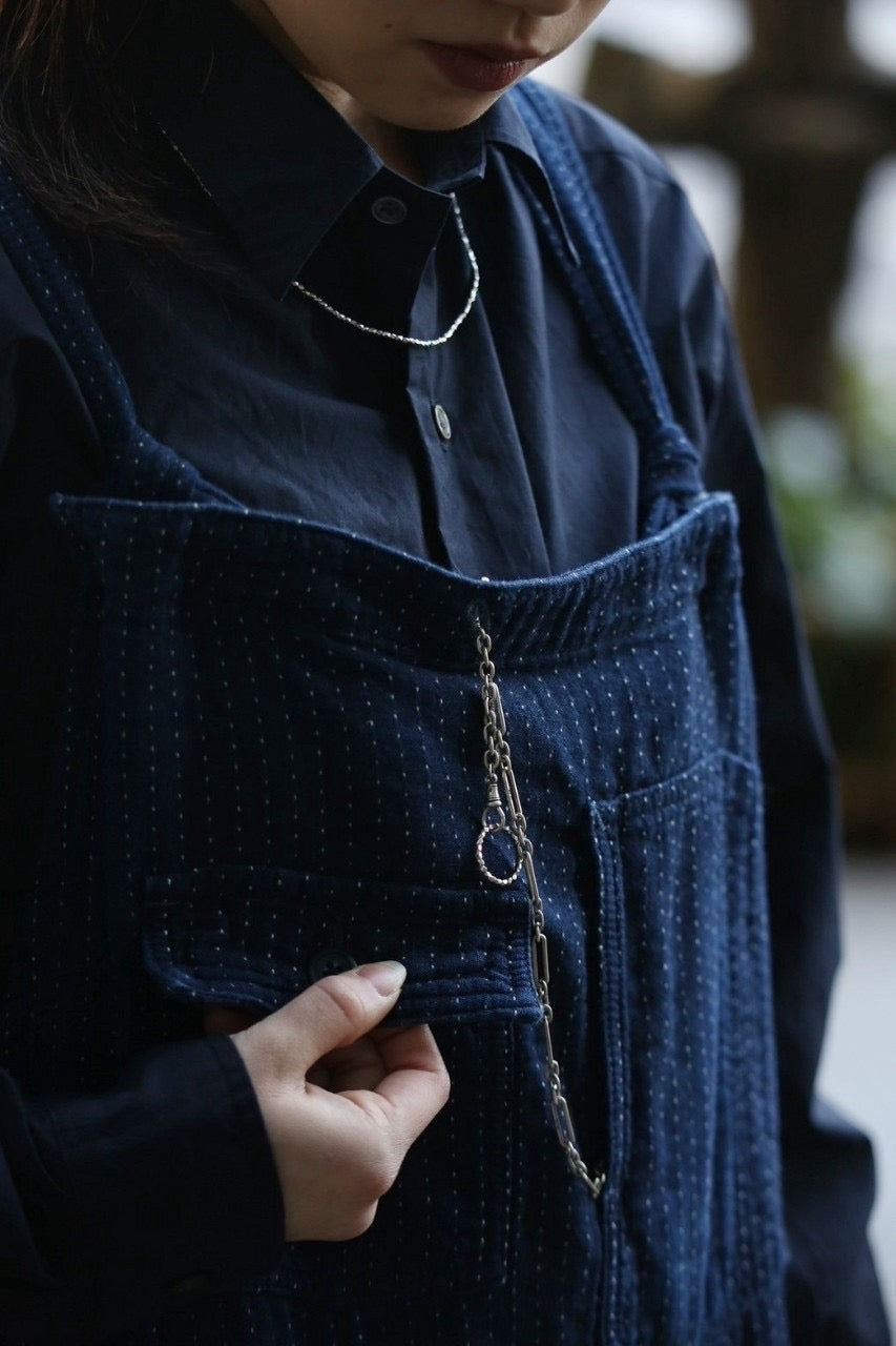 SASHIKO STRIPE OVERALLS WATCH CHAIN ITEM