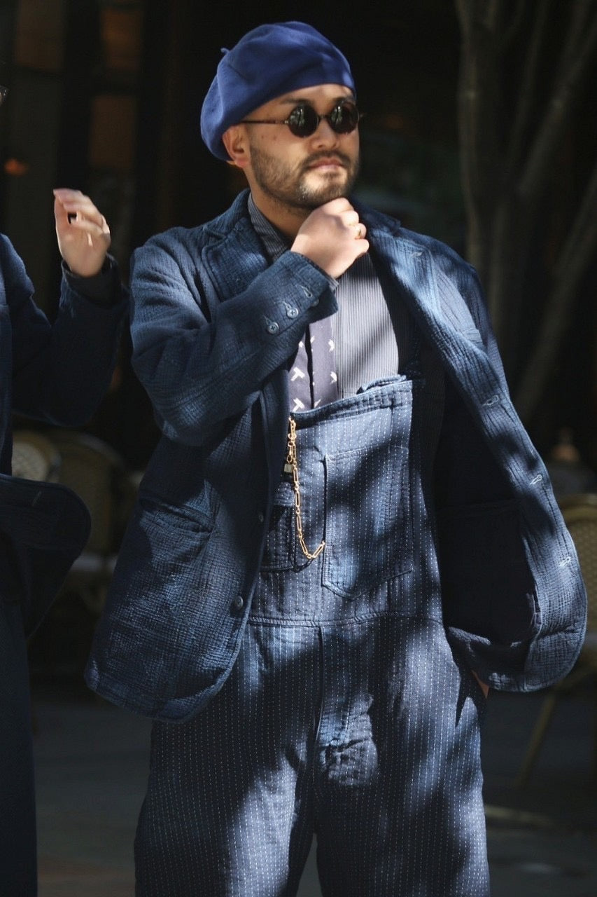 SASHIKO STRIPE OVERALLS WATCH CHAIN ITEM