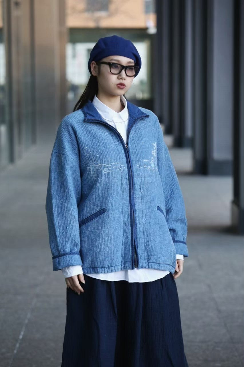 NEW SASHIKO LIGHT OLD HAWAII ZIP UP JACKET