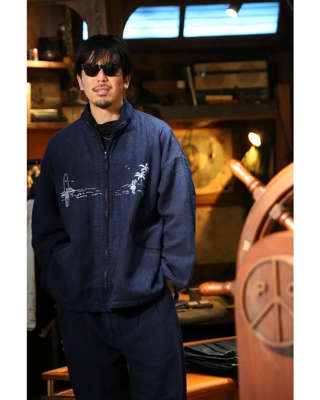 NEW SASHIKO LIGHT OLD HAWAII ZIP UP JACKET