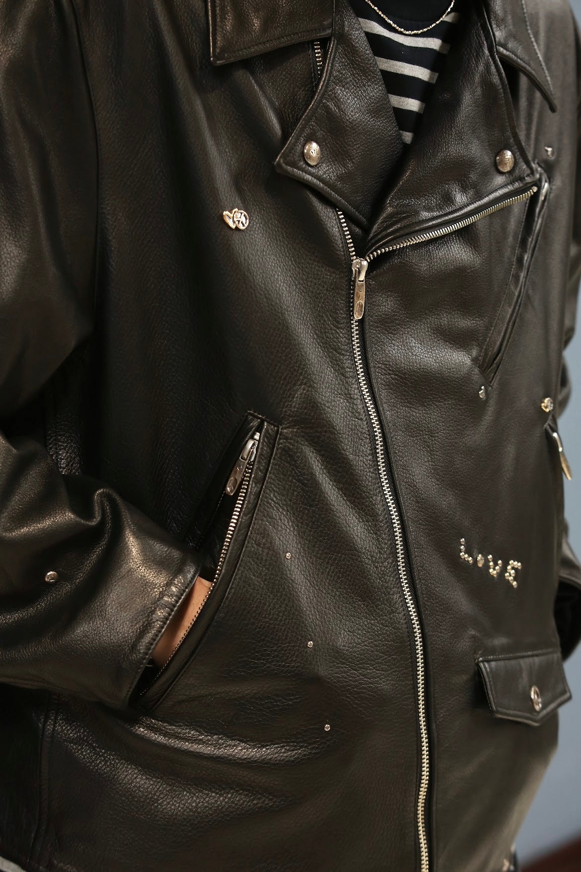 PC RIDERS JACKET W / LOVE & PEACE SILVER CUSTOM 002 (LIMITED)
