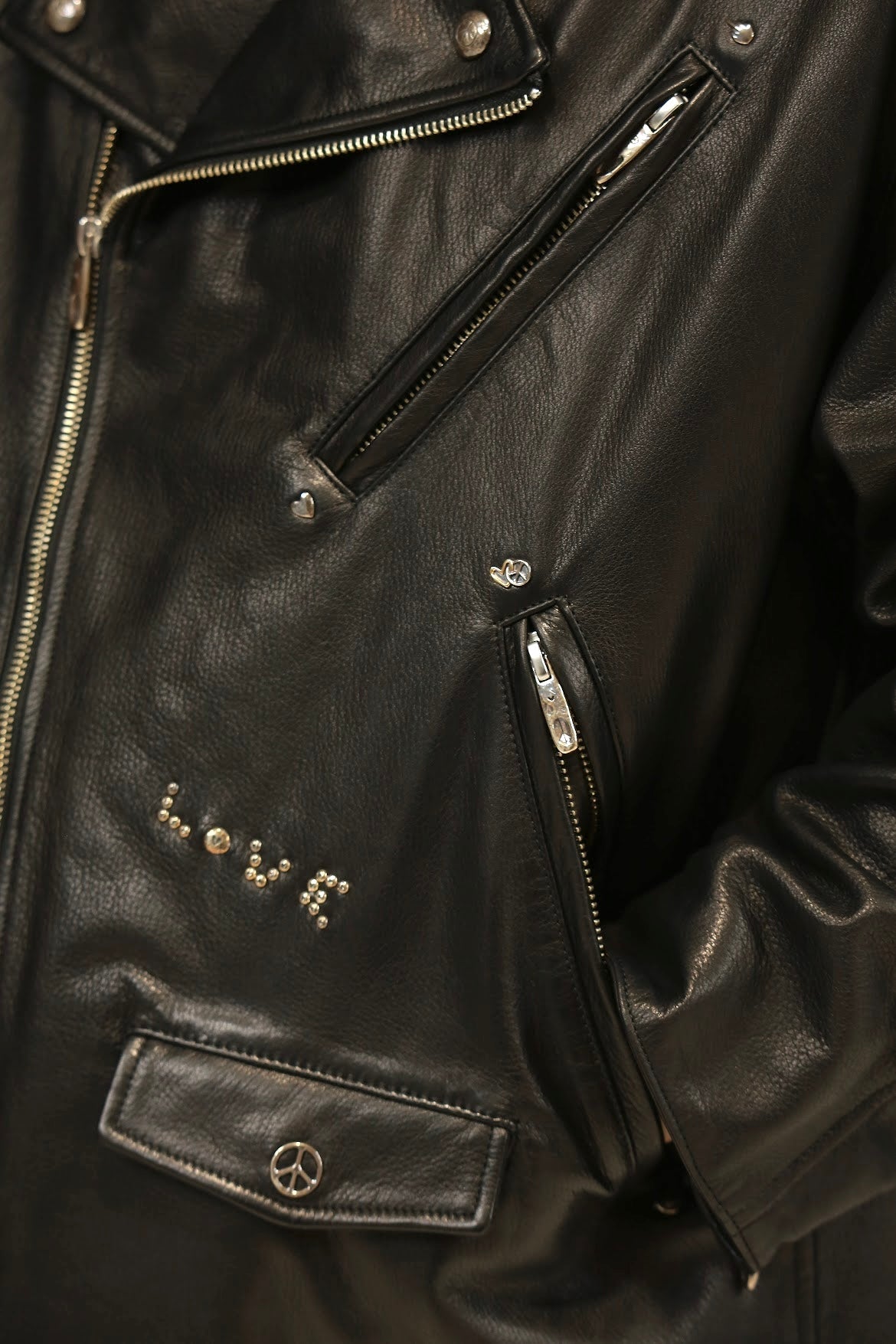 PC RIDERS JACKET W / LOVE & PEACE SILVER CUSTOM 002 (LIMITED)