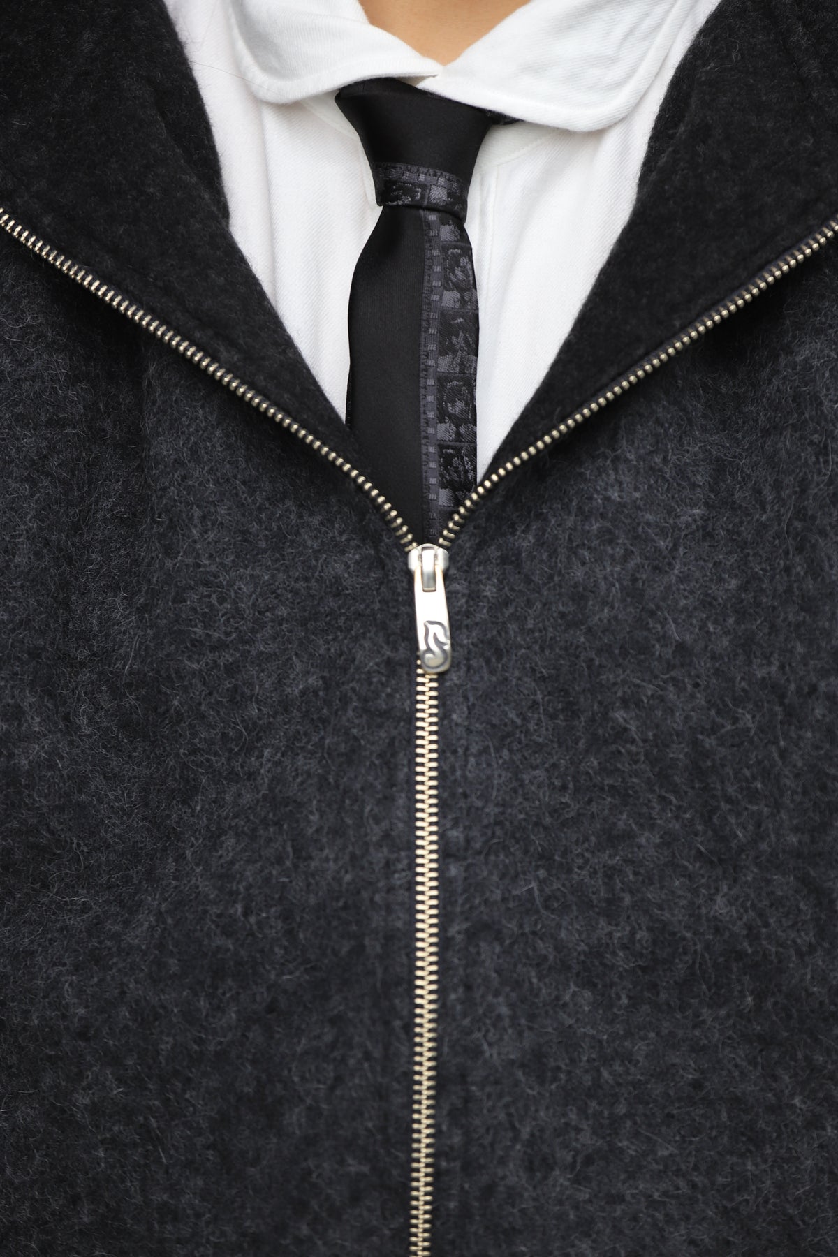 BABY ALPACA / CASHMERE DOUBLE FACE ZIP UP PARKA W / SILVER ZIPPER