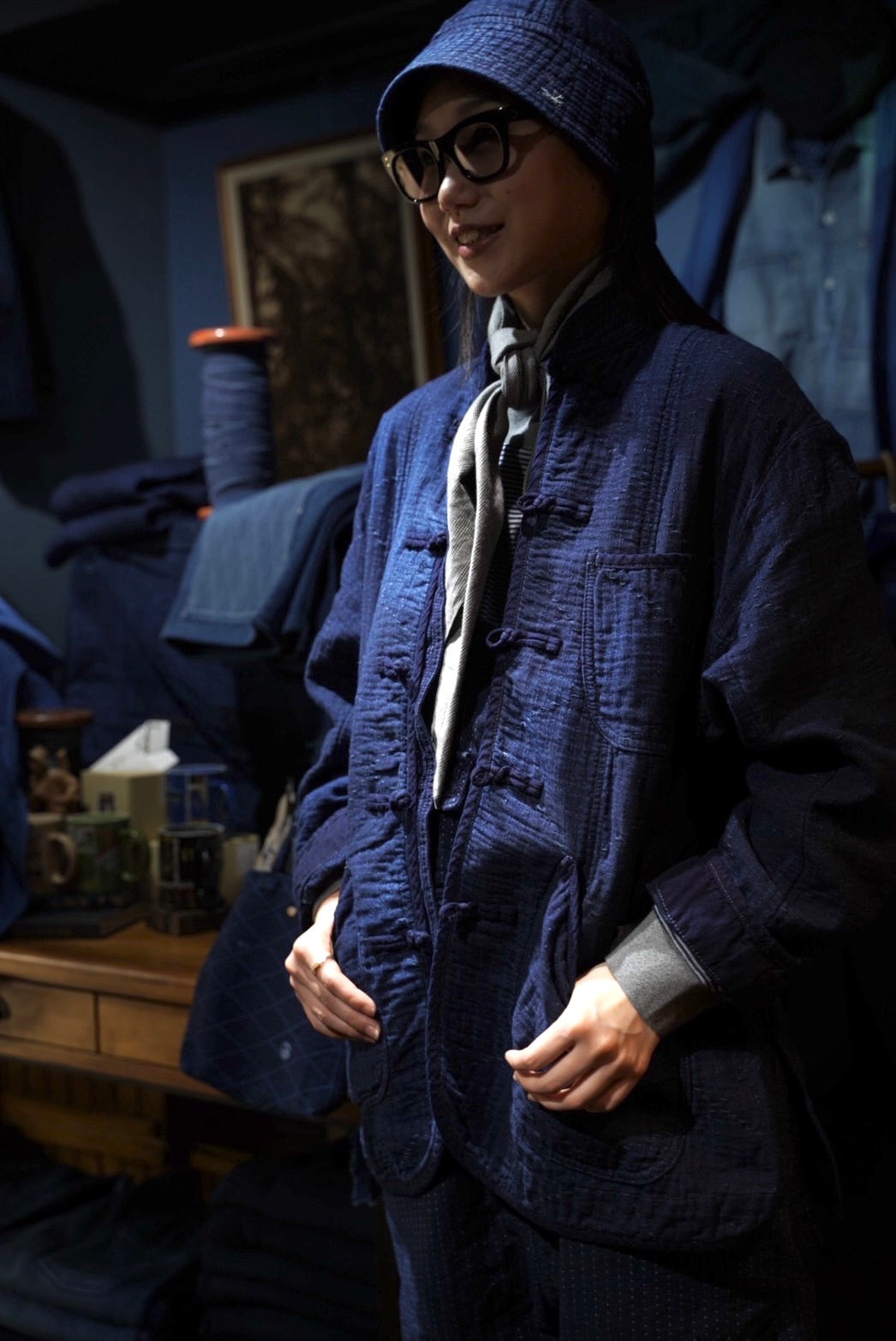 SEA ISLAND SASHIKO CHINESE JACKET (LIMITED)