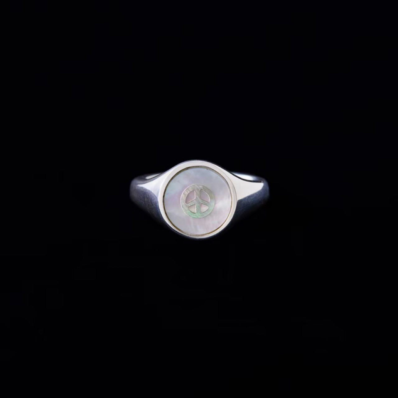 PEACE SHELL SILVER INLAY RING
