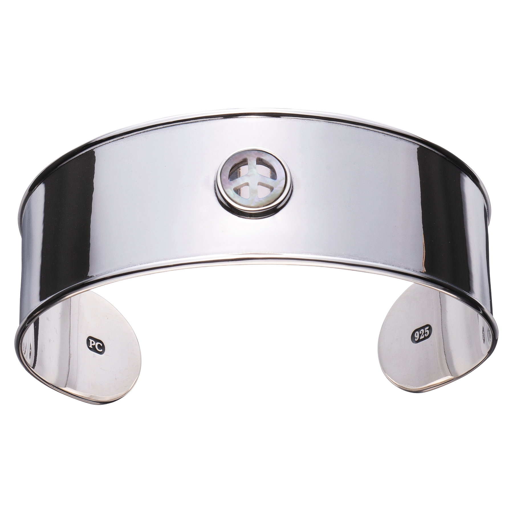 PEACE INLAY SILVER BANGLE SILVER