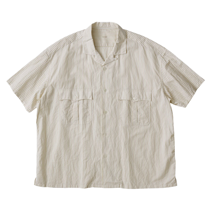 ポータークラシック　ケルアック半袖シャツ KEROUAC GOLD STRIPE SHIRT (ALUMO) W/PEACE SHELL GOLD CHARM