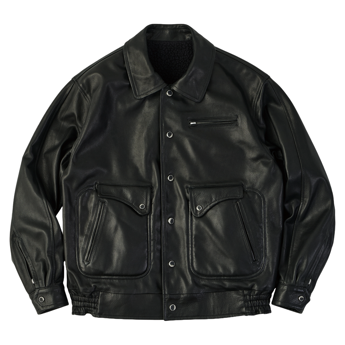 CRASH COLLECTION LEATHER MILITARY JACKET / FLEECE LINING (POLARTEC)