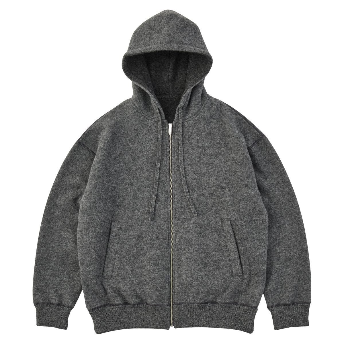 BABY ALPACA / CASHMERE DOUBLE FACE ZIP UP PARKA W / SILVER ZIPPER