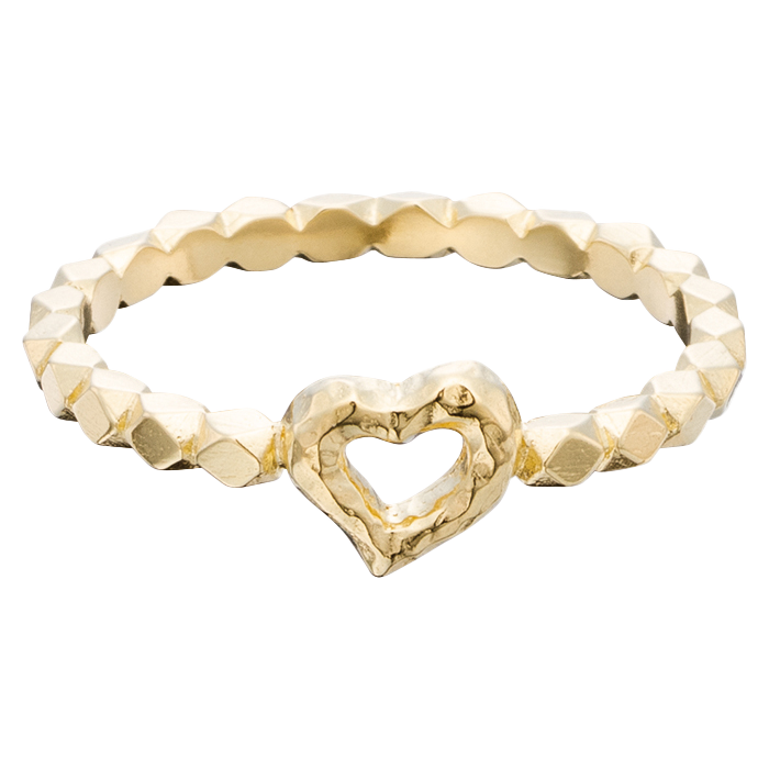 GOLD BEADS HEART RING