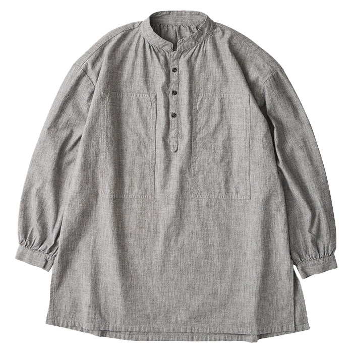 STAND COLLAR LONG SMOCK SHIRT WATCH CHAIN ITEM -2024AW-