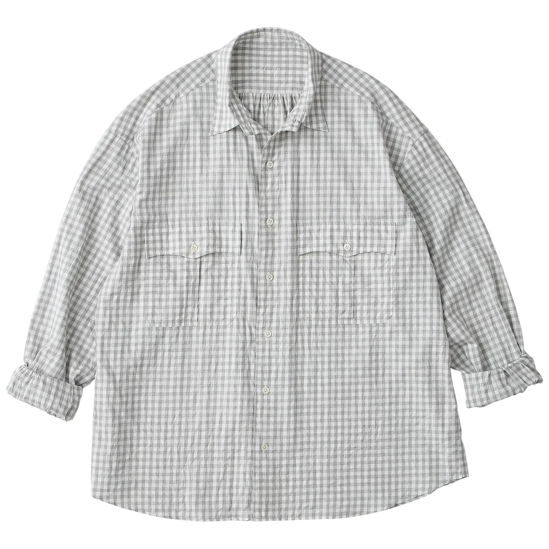 ROLL UP HEATHER GINGHAM CHECK SHIRT (GIZA 120/2)