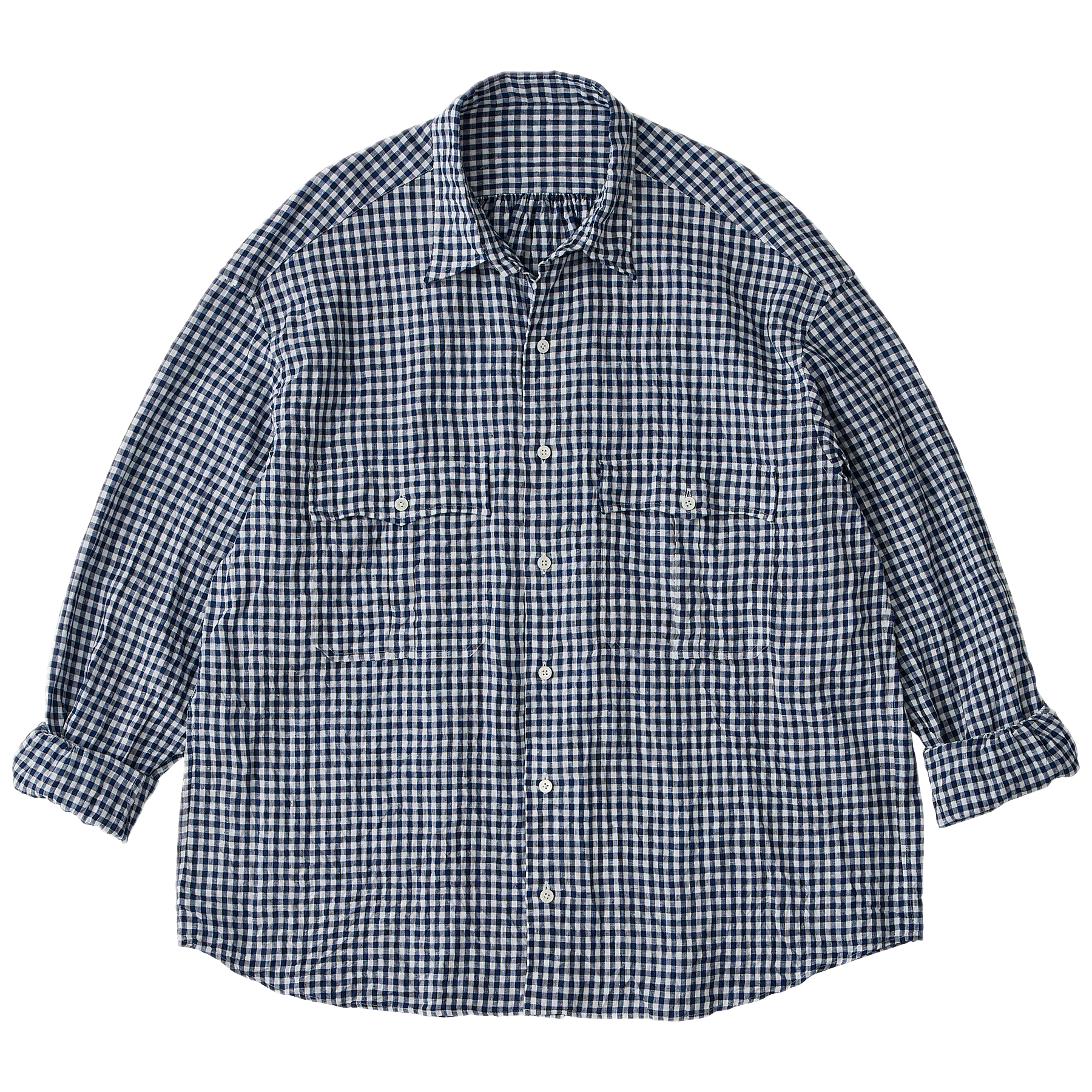 ROLL UP LINEN GINGHAM CHECK SHIRT