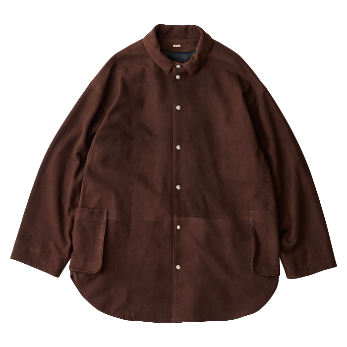 LEATHER SUEDE SHIRT JACKET W/SILVER BUTTONS (ENTREFINO)