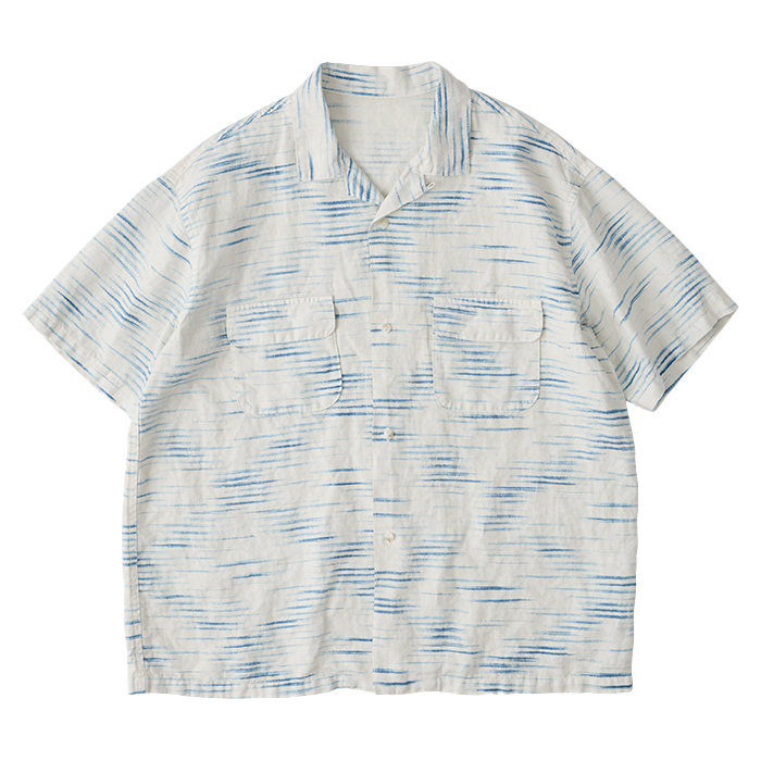 トップス PORTER CLASSIC OLD FRANCE INDIGO SHIRT OLD FRANCE INDIGO PRINT SHIRT